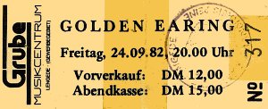 Golden Earring show ticket#317 September 24 1982 Lengede (Germany) - Grube Musikcentrum (Gewerbegebiet Lengede)